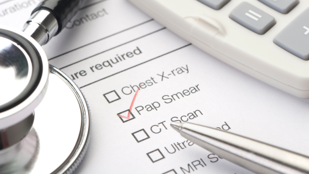 Showing pap smear tests checklist