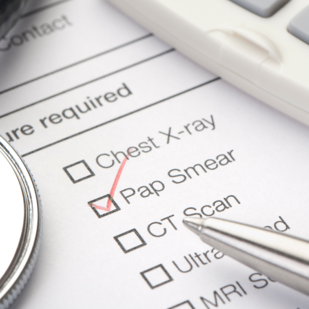 Showing pap smear tests checklist