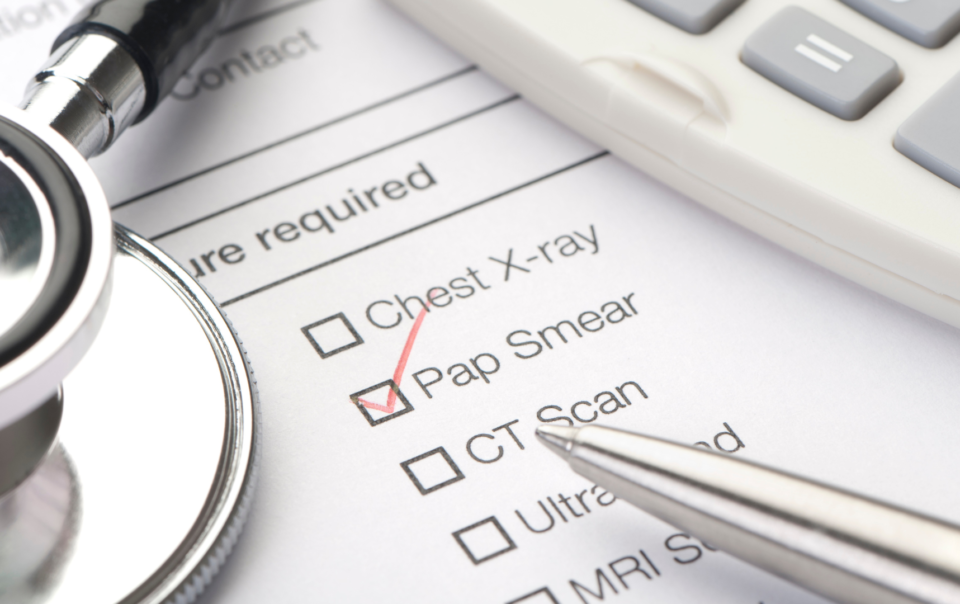 Showing pap smear tests checklist
